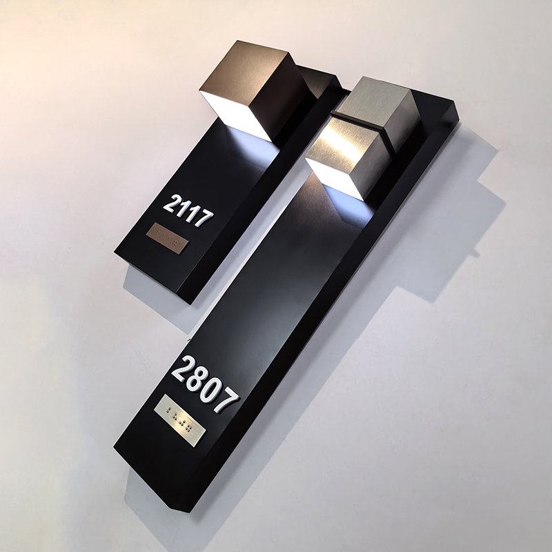 EZD OEM Customized Smart Hotel Touch Signs Door Number Plates LED Light Room Number Signs