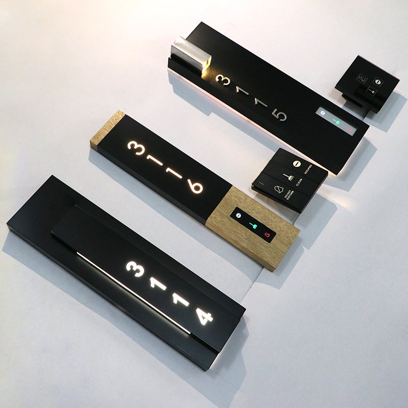 EZD OEM Customized Smart Hotel Touch Signs Door Number Plates LED Light Room Number Signs