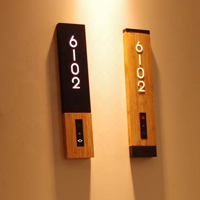 EZD OEM Customized Smart Hotel Touch Signs Door Number Plates LED Light Room Number Signs
