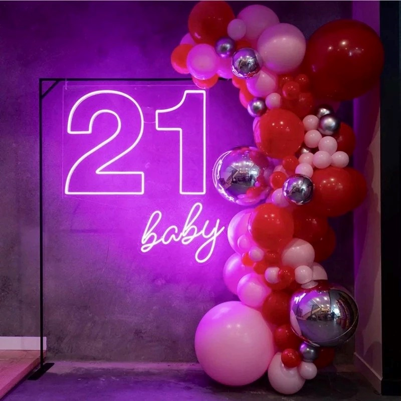 Happy Birthday Led Neon Sign Custom Night Light for Birthday Decor Oh Baby Neon Light Lets Party Home Decor