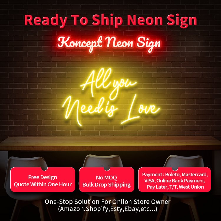 Koncept 30 Inch All You Need Is love Neon Sign Custom Led Light New Arrival Love Letter All for Wedding Free Drop Shipping