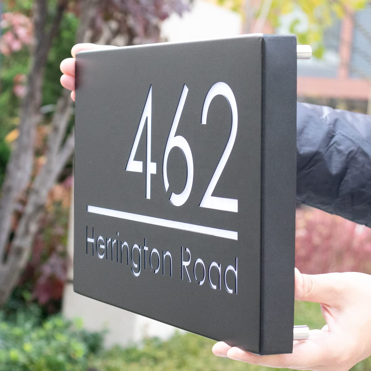 Builder Construction Supplier Led Box Hollow Out Laser Cutting Metal Solar House Number Light Light Box
