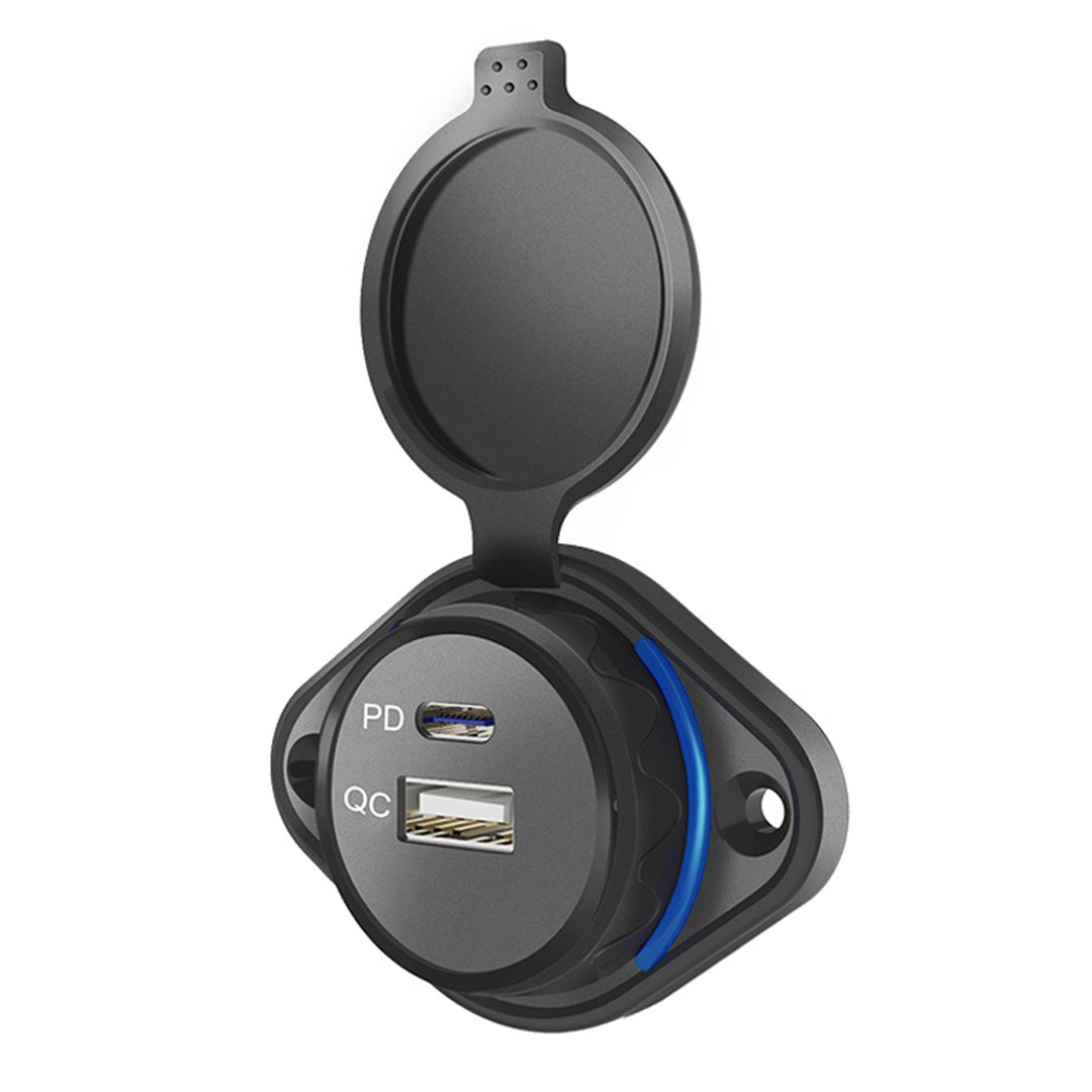 Universal 12V 24V Back Seat Usb and Cigarette Lighter 12V Charger Panel Mount Usb and Usb C Car Charger Outlet