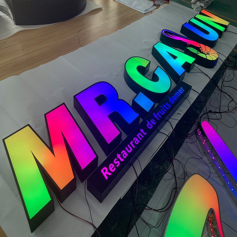 Customized Colorful RGB Cigarette Shop Logo Letter Luminous Dynamic Commercial 3D Acrylic Led Letter Logo