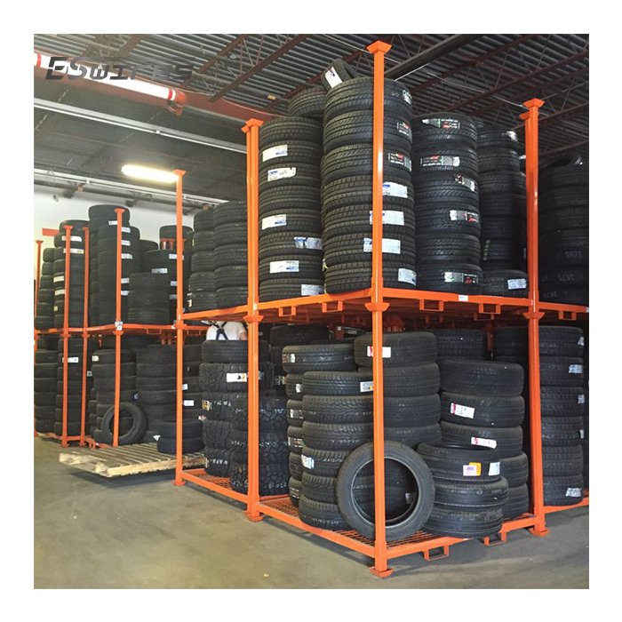 Hot-Selling Powder Coating Steel Metal Heavy Duty White Stackable Mobile Tire Racking