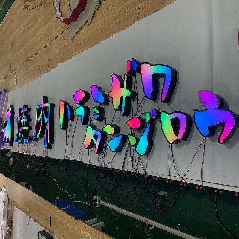 Customized Letter Signage 3D LED Lighting Store Signage Outdoor RGB Full-color LED Color Changing Letter Advertising RGB Signage