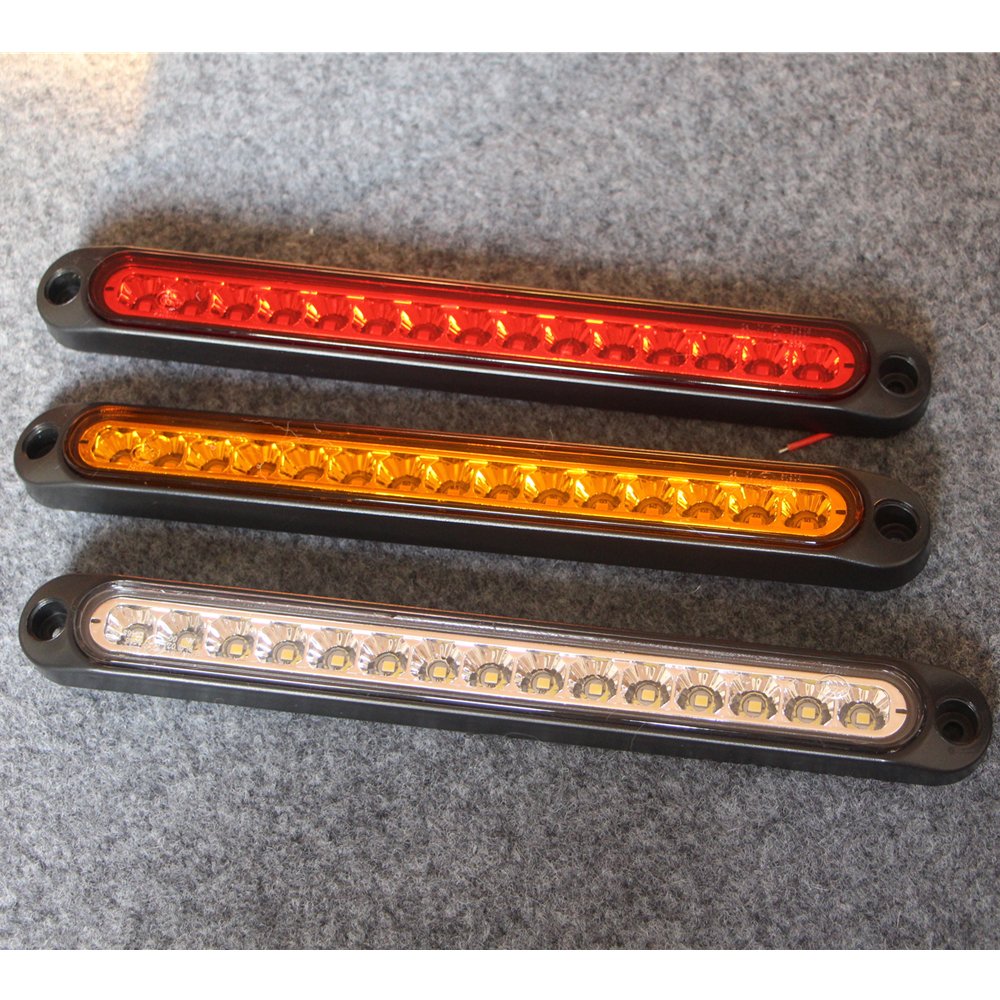 25CM 15 LED Red Sealed Trailer Truck RV Stop Tail Rear Brake Turn Light Bar