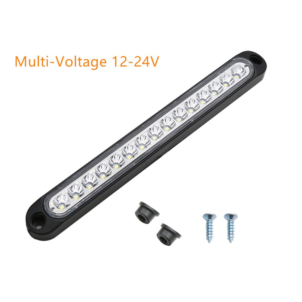 25CM 15 LED Red Sealed Trailer Truck RV Stop Tail Rear Brake Turn Light Bar