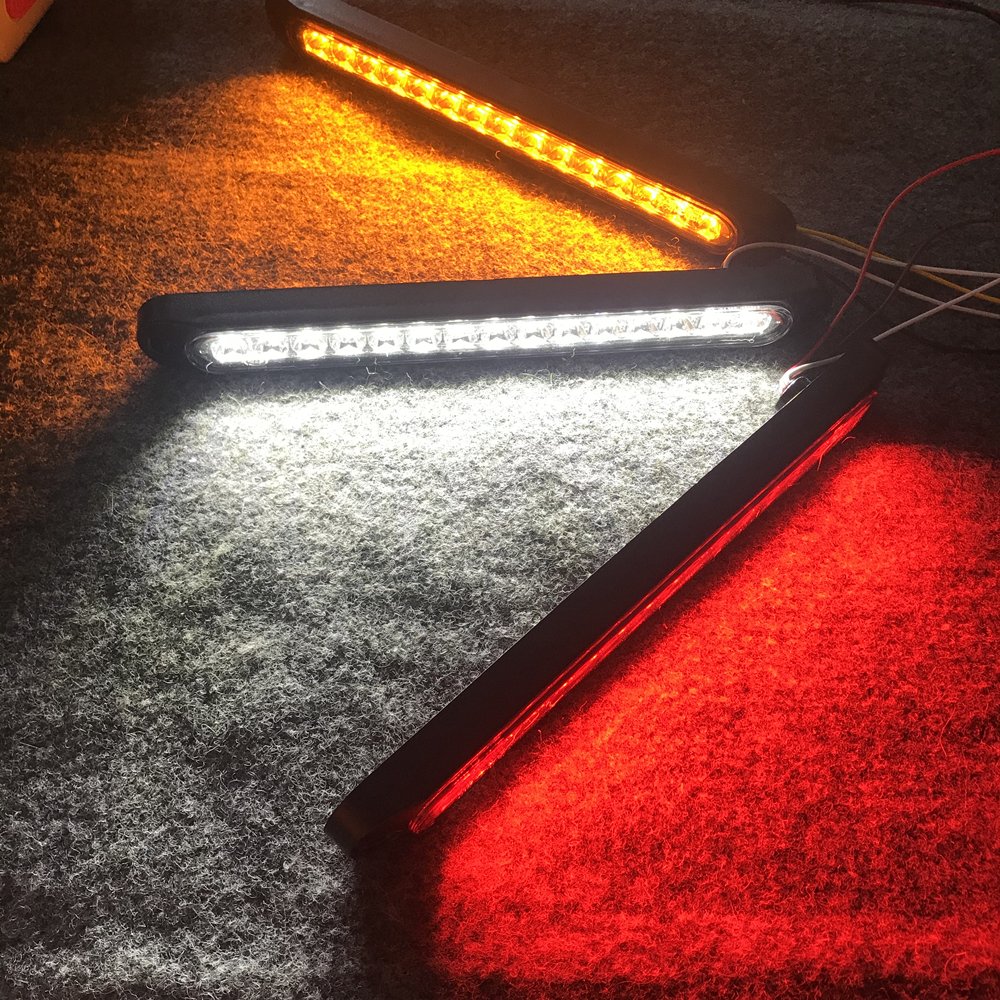 25CM 15 LED Red Sealed Trailer Truck RV Stop Tail Rear Brake Turn Light Bar