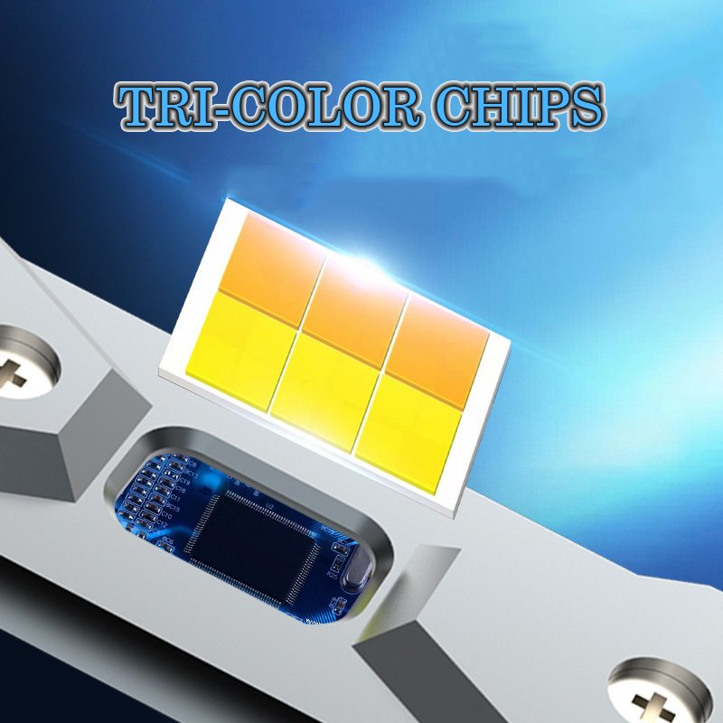 YF 3 Color Led Super Bright High Power H4 Led H7,12000LM Bombillo Luces H11 9005 HB3 H4 Tricolor Led Fog Light Bulb 3000K 4300K