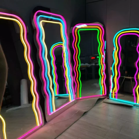 Personalized Neon Light Mirror Vanity Mirror With Led Lights Indoor Sign Mirror Acrylic Led Neon Sign