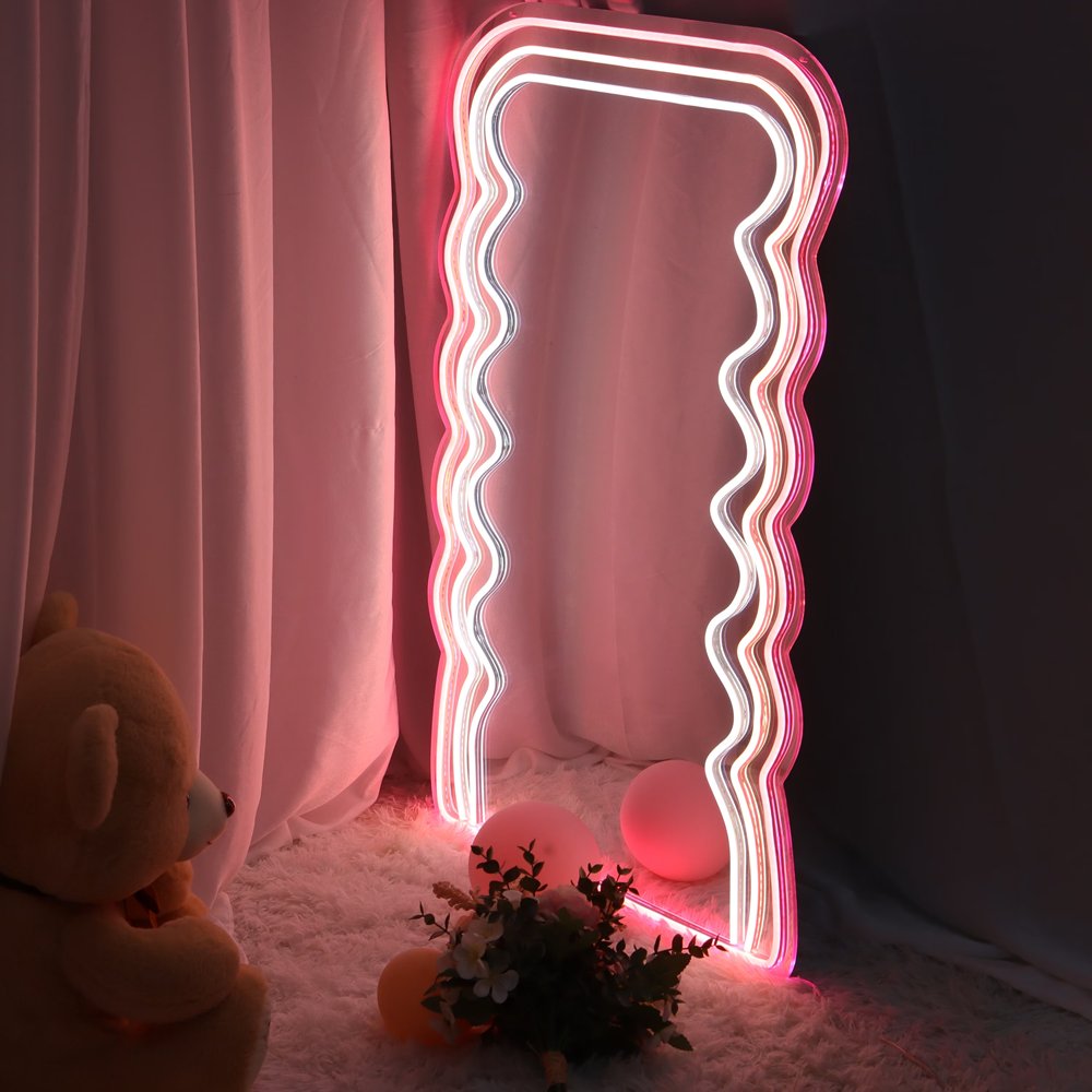 Personalized Neon Light Mirror Vanity Mirror With Led Lights Indoor Sign Mirror Acrylic Led Neon Sign