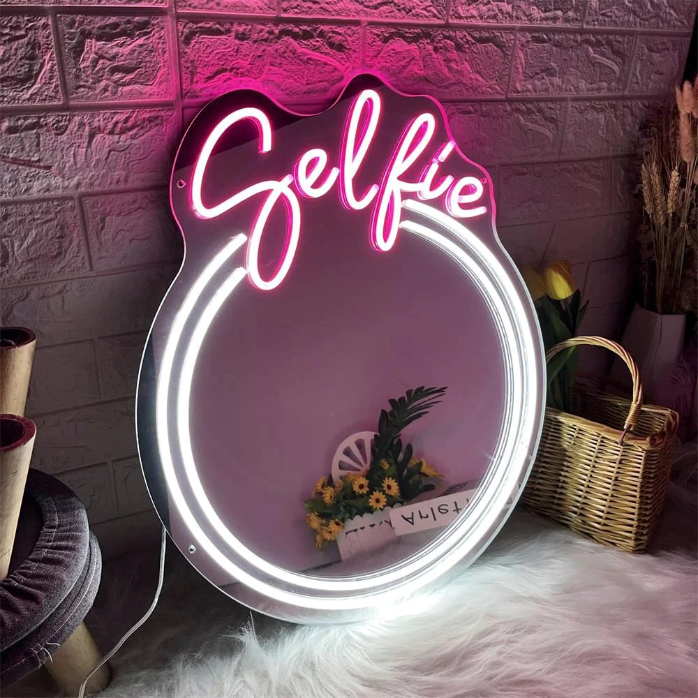 Personalized Neon Light Mirror Vanity Mirror With Led Lights Indoor Sign Mirror Acrylic Led Neon Sign