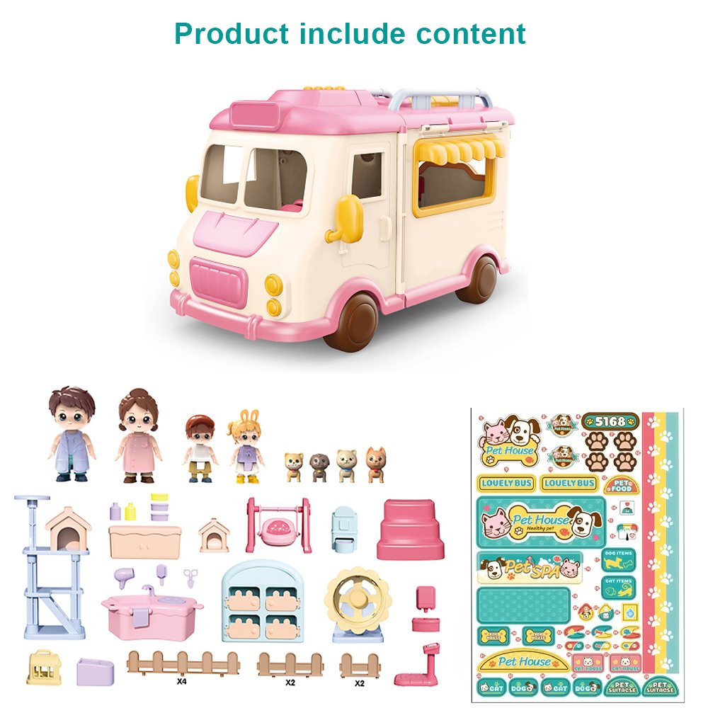 Pretend Play Doll House School Set Pretend Play Set Dollhouse Inertia Vehicle with Sound and Music Doll House Toy for Children