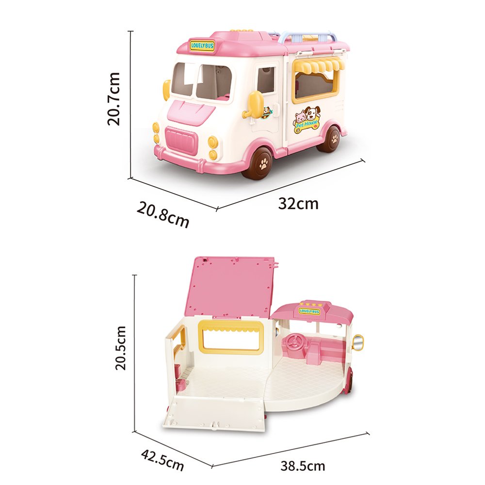 Pretend Play Doll House School Set Pretend Play Set Dollhouse Inertia Vehicle with Sound and Music Doll House Toy for Children