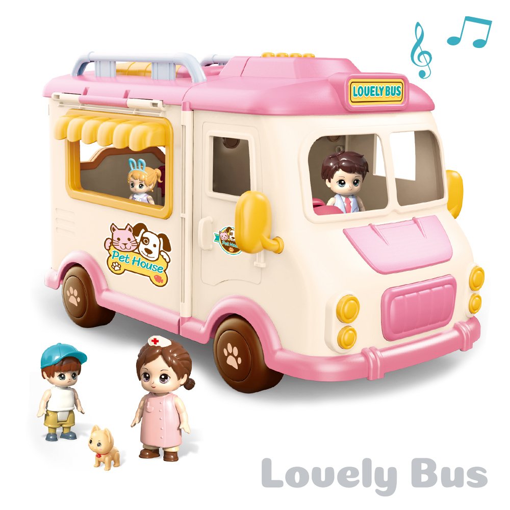 Pretend Play Doll House School Set Pretend Play Set Dollhouse Inertia Vehicle with Sound and Music Doll House Toy for Children