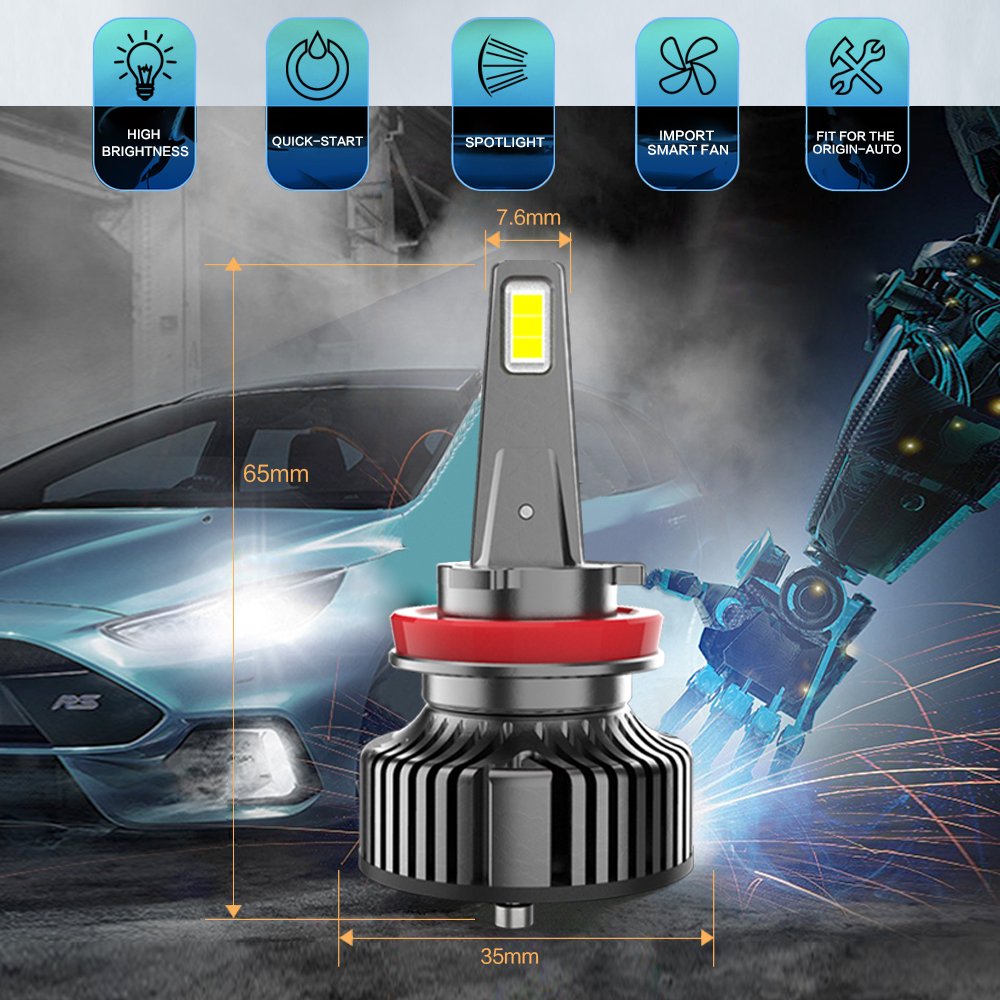 V13 High-end 260000LM 7035 80mil led chip Car LED Headlights bulb with Copper Plates H4 H7 H11 9006 9005 ip67 waterproof
