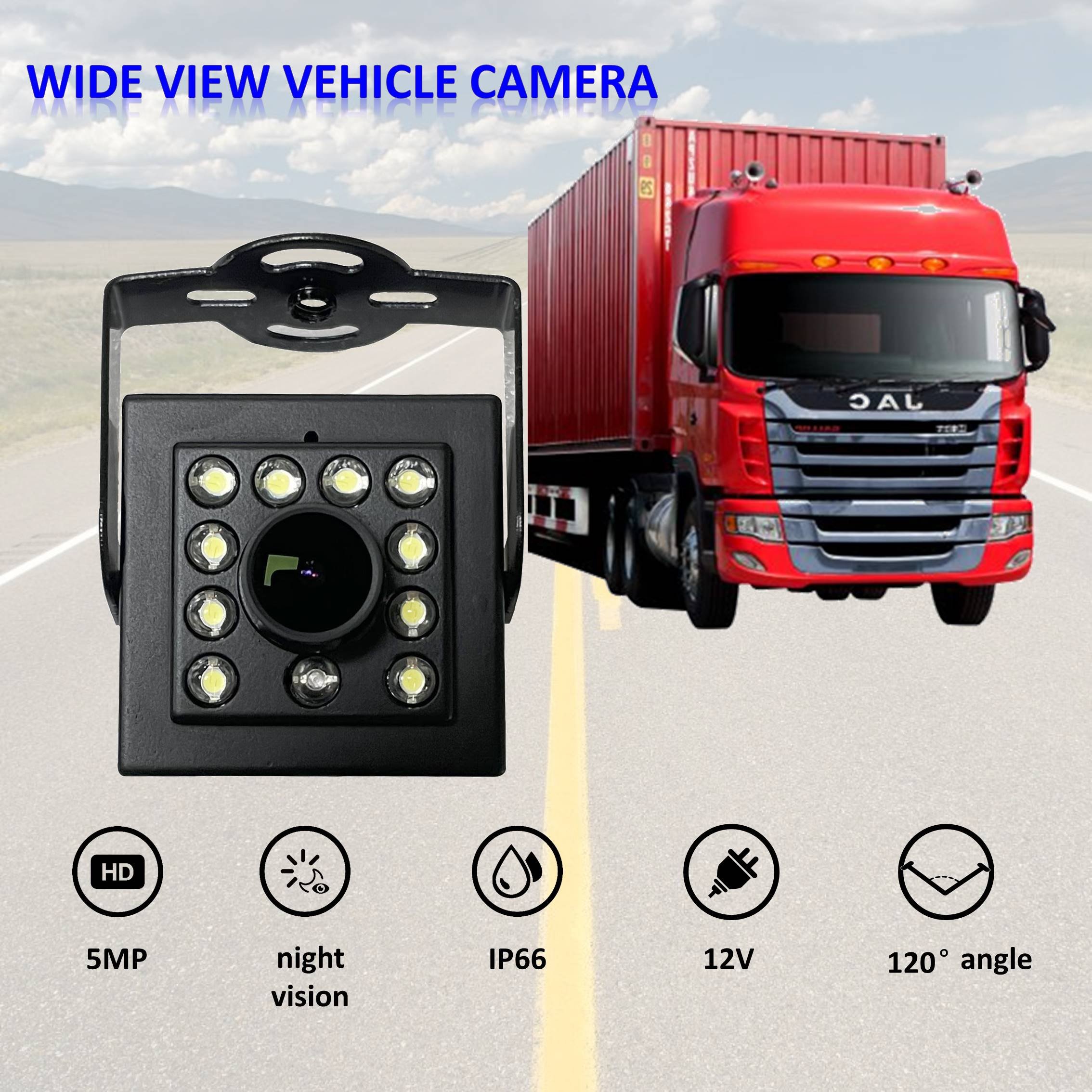 Outdoor MDVR Analog Camera Wheel Truck Rearview Front View Colorvu Night Vision Vehicle AHD CCTV Camera