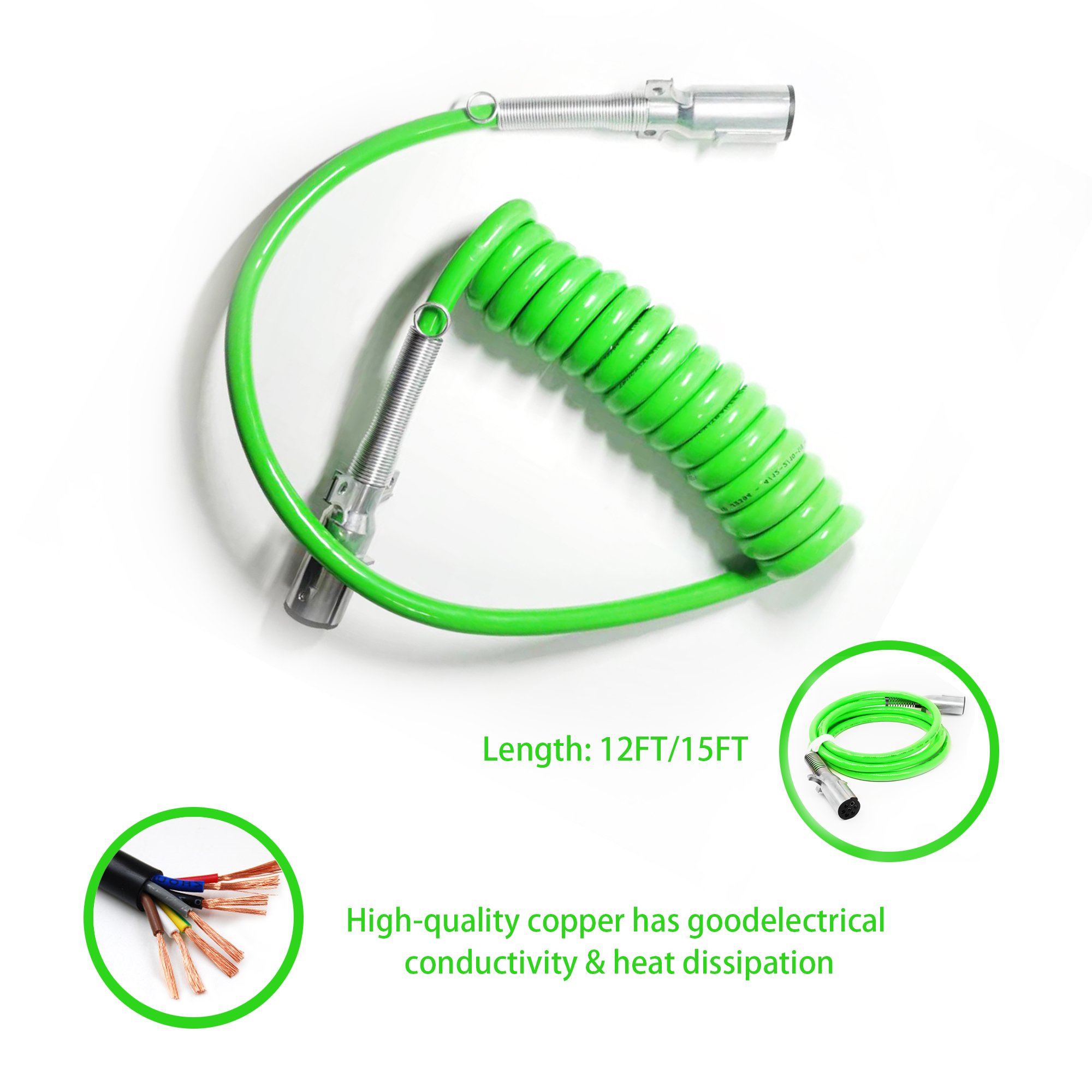 Electrical Wires Rubber Pvc Cable Flexible Copper Electric Cable Trailer Truck Coiled Spiral Power Cable
