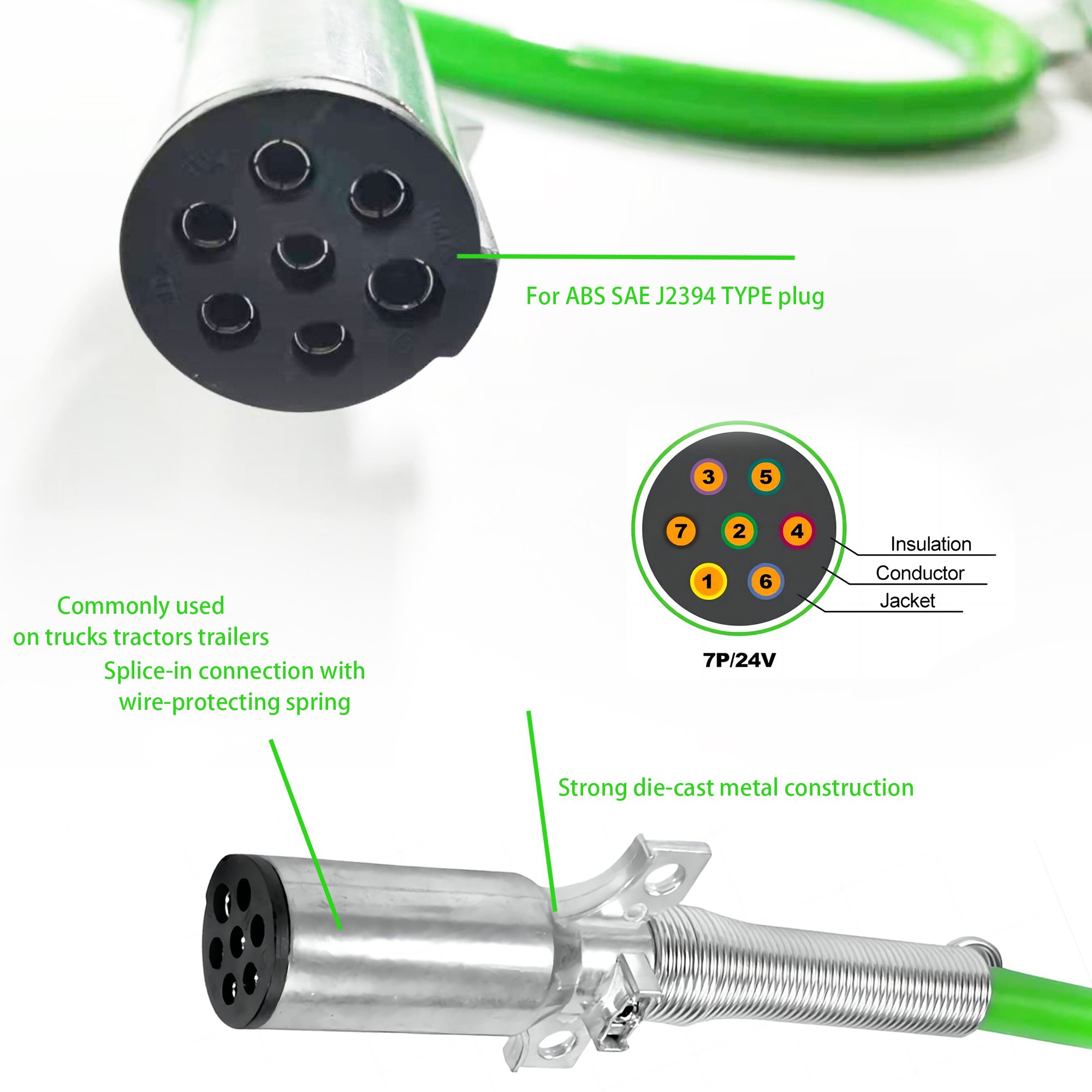 Electrical Wires Rubber Pvc Cable Flexible Copper Electric Cable Trailer Truck Coiled Spiral Power Cable