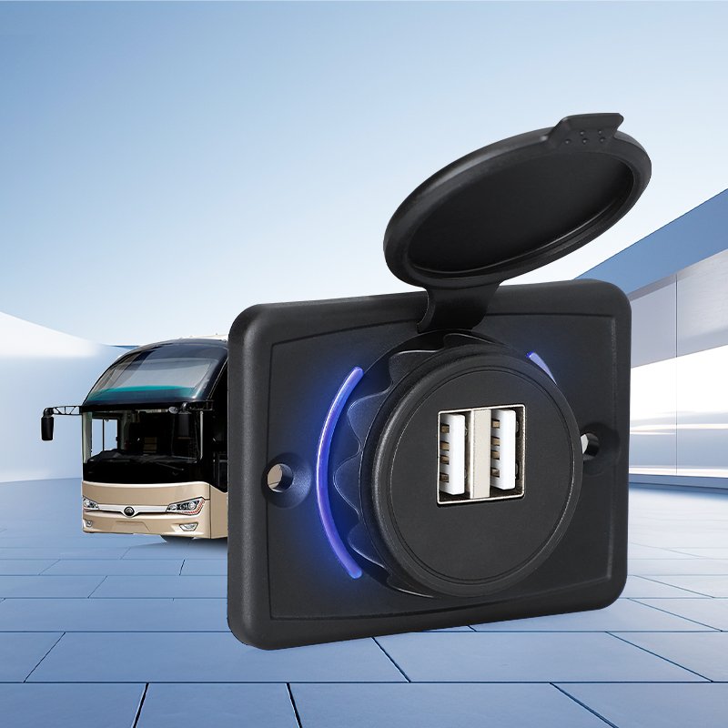 Customized Oem Dual Usb Panel Mount Charger Usb for Car Bus Charger 12 24V Type C Usb a
