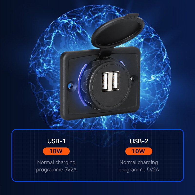 Customized Oem Dual Usb Panel Mount Charger Usb for Car Bus Charger 12 24V Type C Usb a