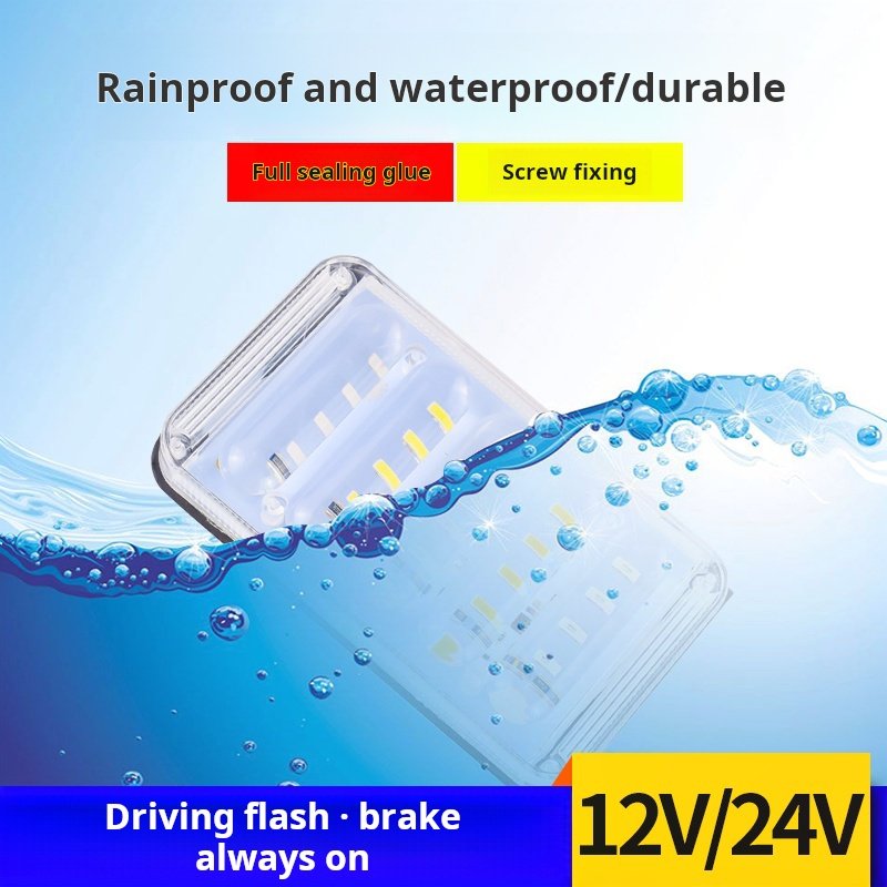 Truck 12 Volt 24v Flash Rear Lamp Car Brake Warning Fog-proof Light Car Trailer Anti-collision Strobe Light