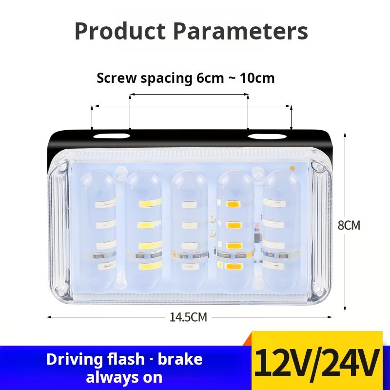 Truck 12 Volt 24v Flash Rear Lamp Car Brake Warning Fog-proof Light Car Trailer Anti-collision Strobe Light