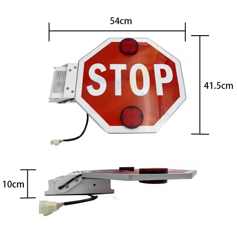 DC 12V 24V Public Traffic Safety LED Flashing School Bus Stop Light Sign Board for Roadway Use