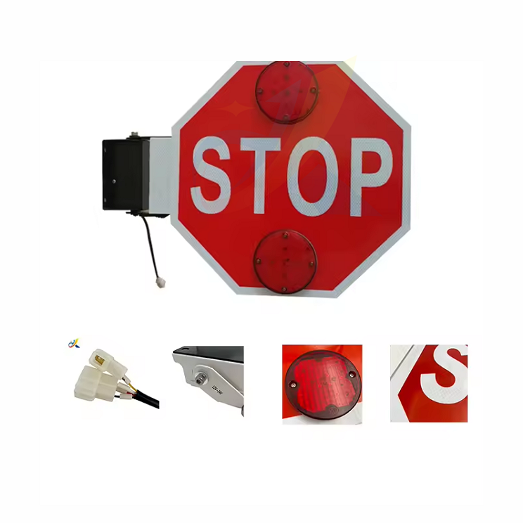 DC 12V 24V Public Traffic Safety LED Flashing School Bus Stop Light Sign Board for Roadway Use