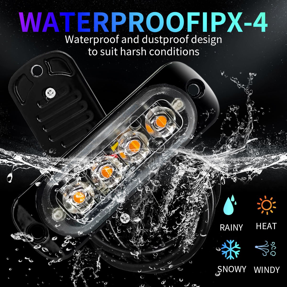 12v 24v 4Led Strobe emergency light led amber Deck Grille Led Flashing beacon lamp Car Side Maker Light for bus lorry Tractor