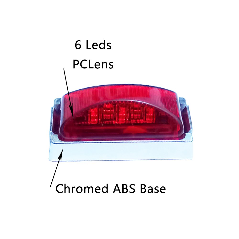 12V SAE Vehicle Light Practical 2" RED LED Side Marker and Clearance Emergency Lamp for RV/Truck/Tractor