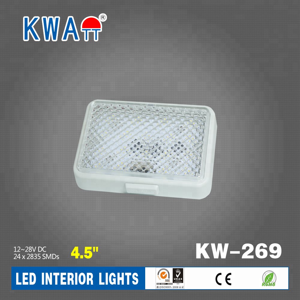 Factory High Quality High Lumen Newest 24LED 12-24V Rectangle Vehicle Auto Interior Lights for Caravan,Cabin,RV ETC With CE,RoHS