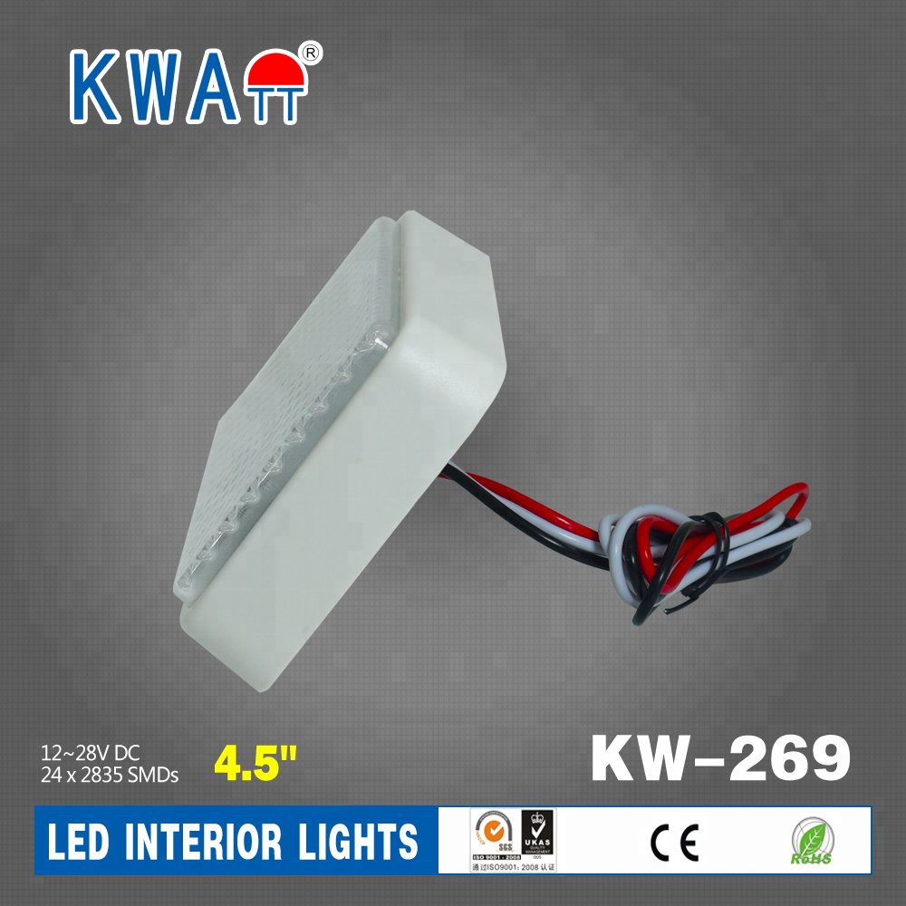 Factory High Quality High Lumen Newest 24LED 12-24V Rectangle Vehicle Auto Interior Lights for Caravan,Cabin,RV ETC With CE,RoHS