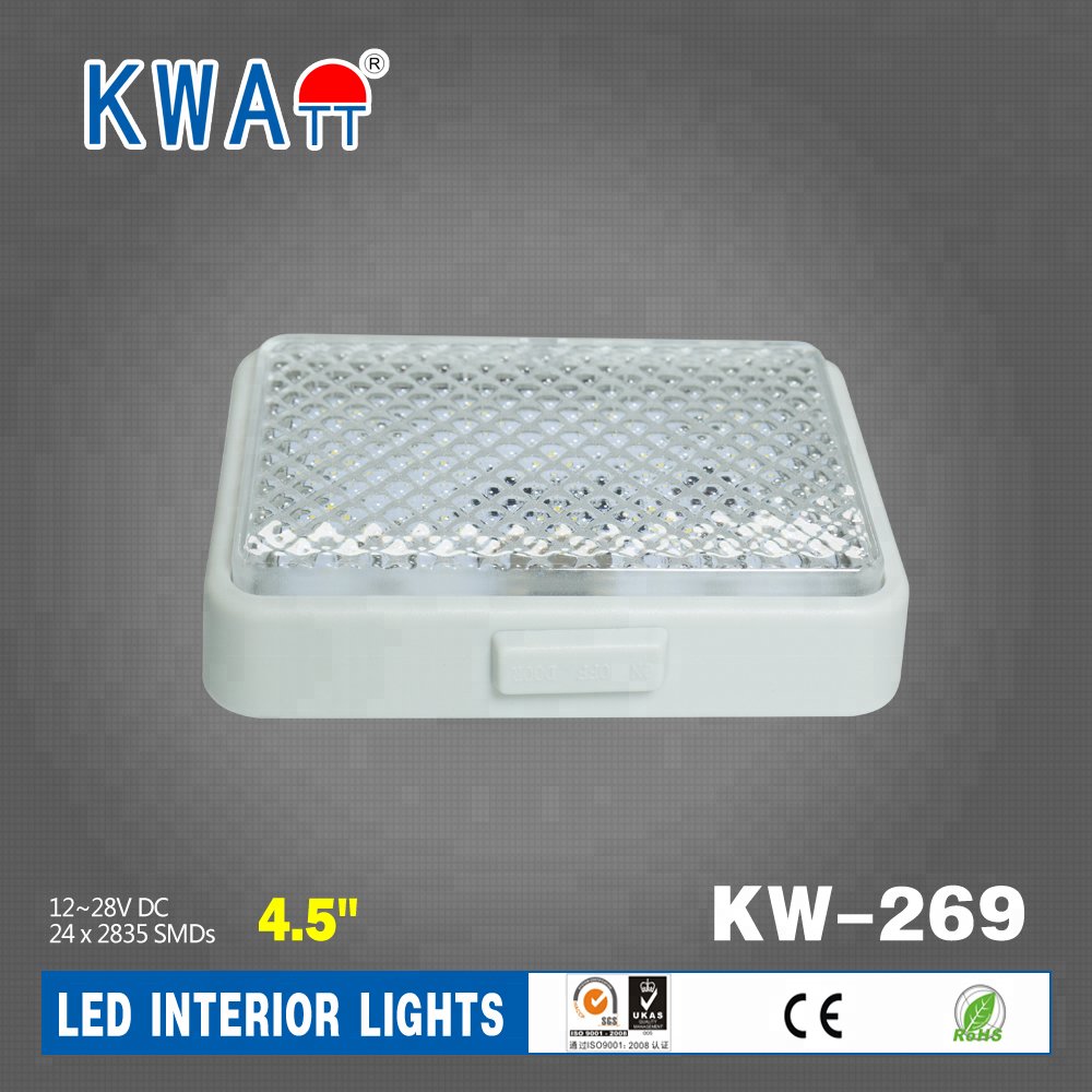 Factory High Quality High Lumen Newest 24LED 12-24V Rectangle Vehicle Auto Interior Lights for Caravan,Cabin,RV ETC With CE,RoHS