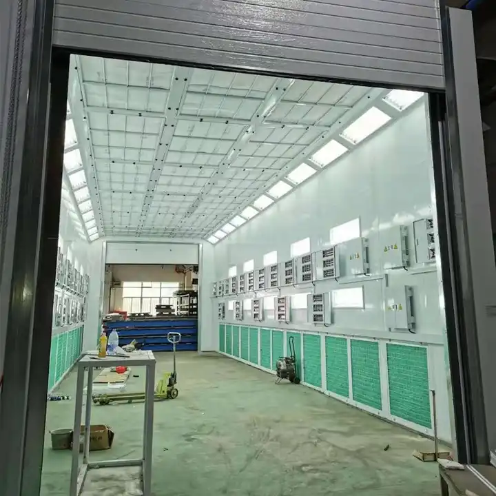 15m Large Spray Booths for Bus Truck Painting Heavy Duty Truck Paint Baking Room Diesel Heating System Spraying Oven for Sale