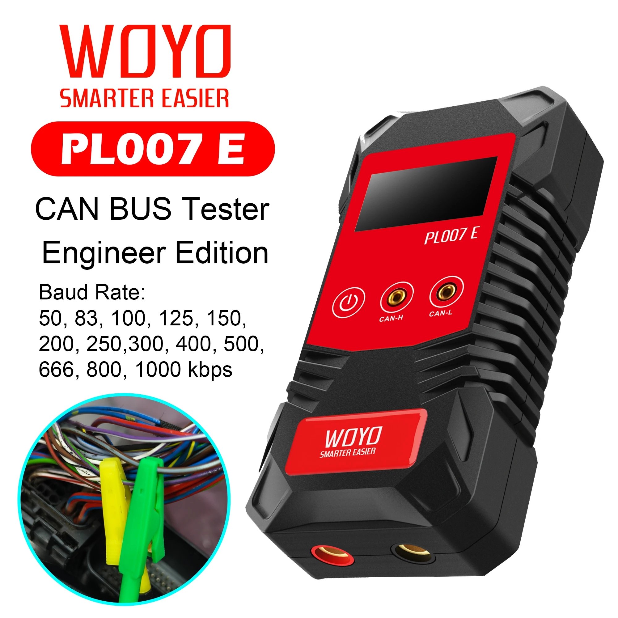 WOYO PL007E 2025 CAN BUS Tester Engineer Edition Auto-recognize CAN-H CAN-L Breaking Wire Direct Data Reading for AC Cars