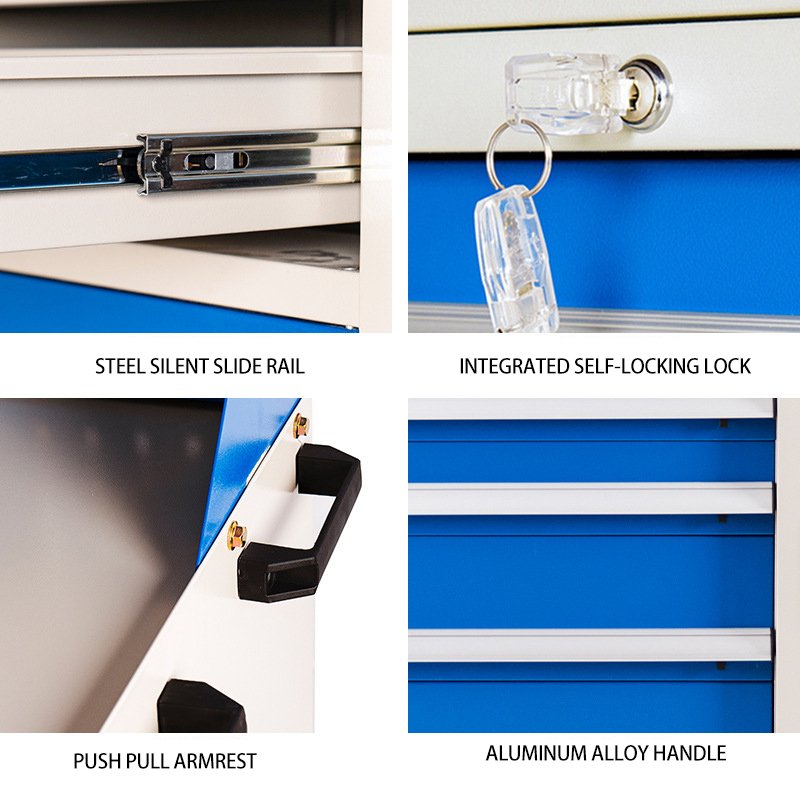 Heavy-Duty Two-Drawer Tool Chest Auto Repair Workshop Metal Multifunctional Repair Trolley Auto Workshop Storage Features