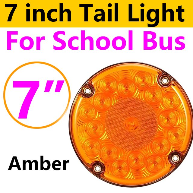 Factory Wholesale 7 Inch Amber Red School Bus LED Rear Signal Lamp Turn Brake Tail Light for Transit Vehicle & Refuse Hauler