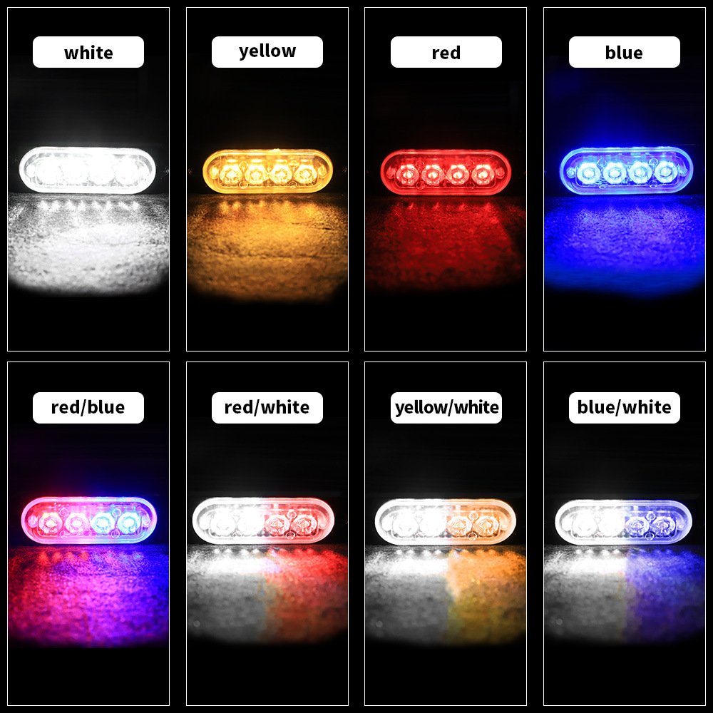 Super Bright Flash 4 Led 6 Led Vehicle Truck Led Warning Light Strobe Side Led Marker Light