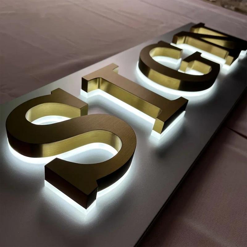 Custom Back Lit LED Stainless Steel Signage Led Light Sign Shop Signs Open and Close Front Shop Sign