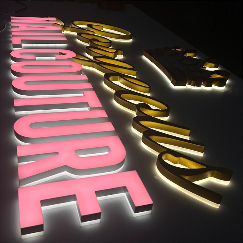 Custom Back Lit LED Stainless Steel Signage Led Light Sign Shop Signs Open and Close Front Shop Sign