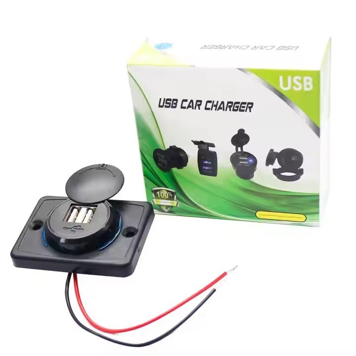 12V Waterproof Panel Mount USB Charger Socket with Dual 5V 3.1A Ports for Car, Boat, Bus, Marine & Outdoor Use