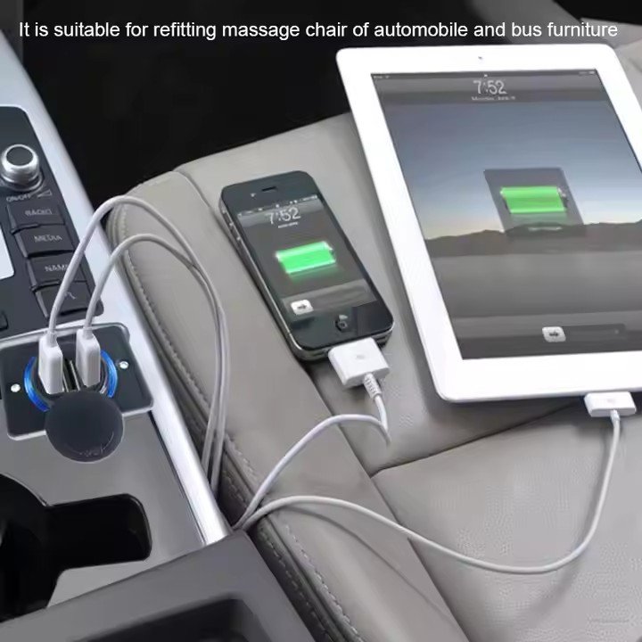 12V Waterproof Panel Mount USB Charger Socket with Dual 5V 3.1A Ports for Car, Boat, Bus, Marine & Outdoor Use