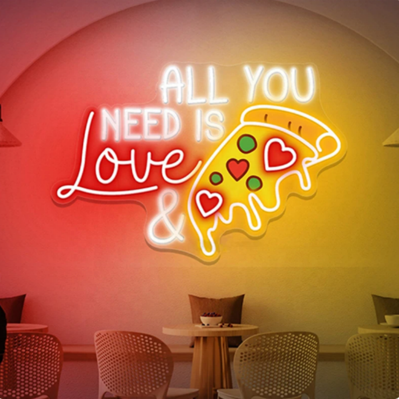 Custom Pizza Wall Led Light up Sign Store Business logo Design Led Custom Store Business Signboard Led Lighting for Advertising