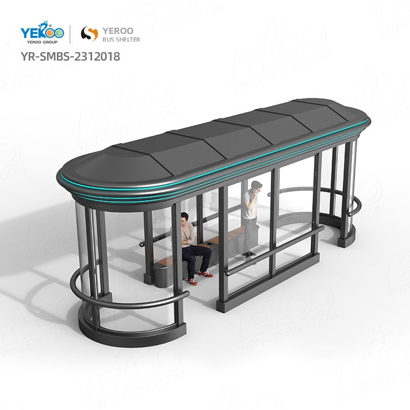 Modern Outdoor Smart Bus Stop Shelter with Digital Signage
