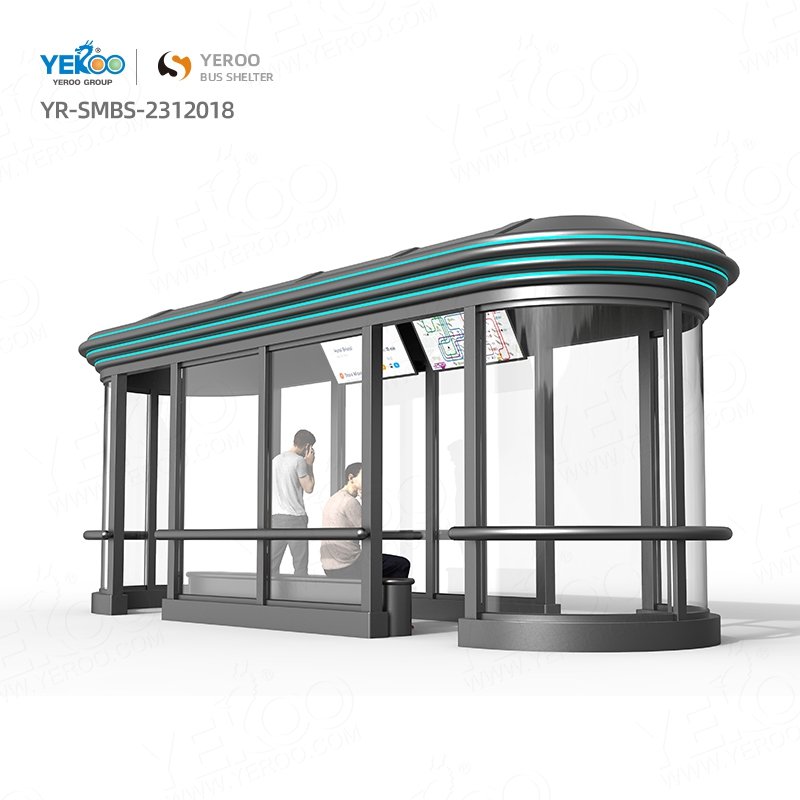 Modern Outdoor Smart Bus Stop Shelter with Digital Signage