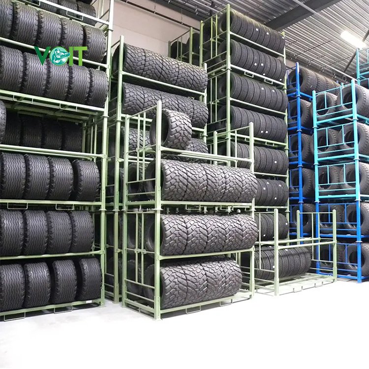 Heavy Duty Storage Metal Customised 3 Layer Foldable Truck Tyre Racks