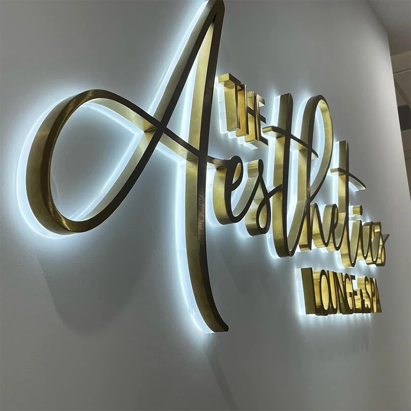 3d Backlit Sign, 3d Led Signage, Custom Outdoor Logo, Light Sign 3d Brushed Metal 3d Business Sign 3d Custom Sign for Office