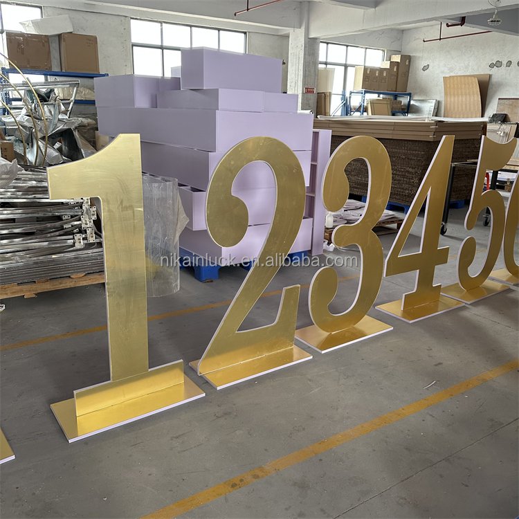Birthday Acrylic Numbers Free Standing Big Numbers Large Laser Cut Numbers Acrylic Mirror Gold 3ft 4ft for Parties Wedding